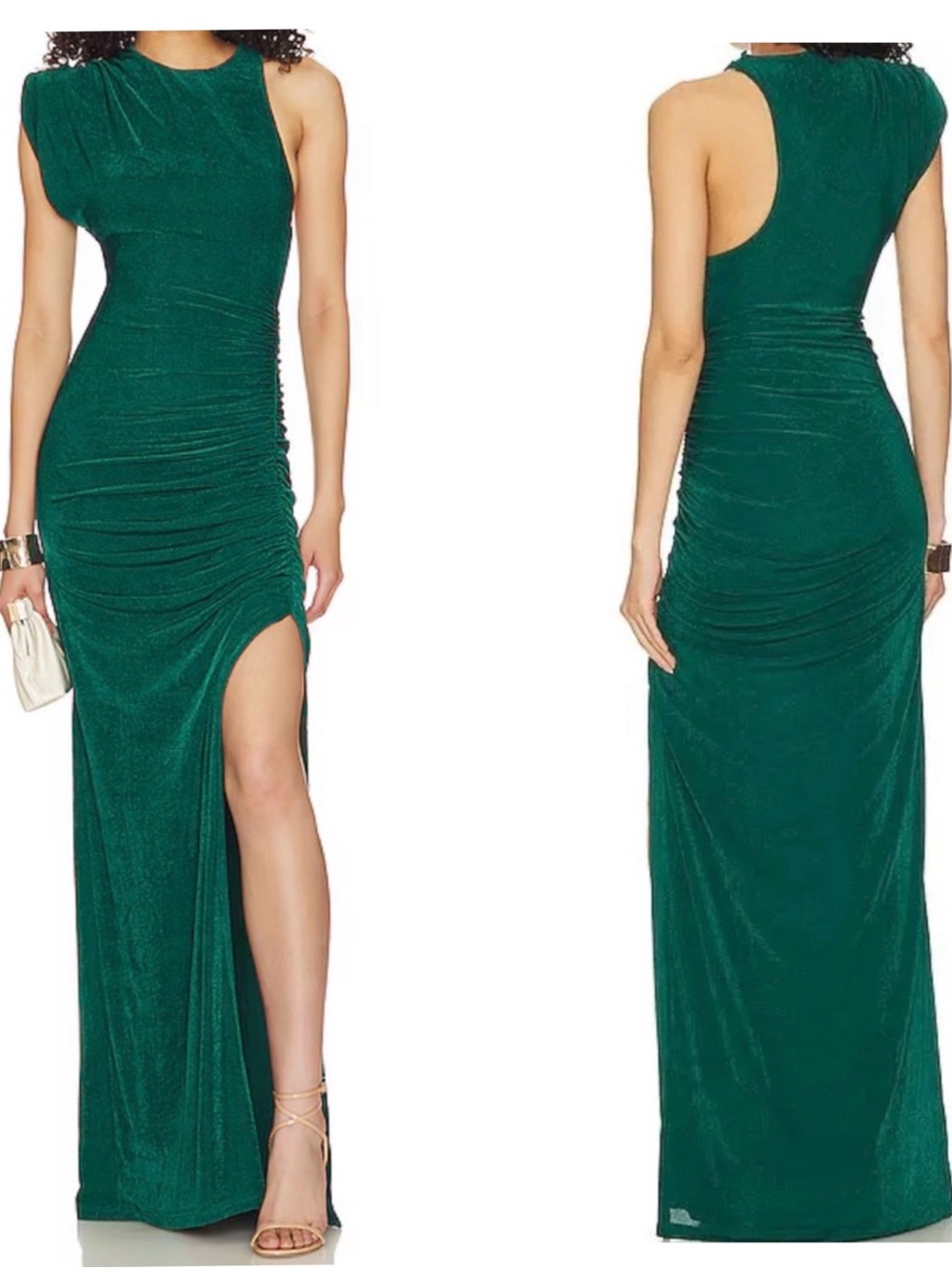 MISHA Chantria slinky jersey Green gown maxi dress size M NEW! New with tags!